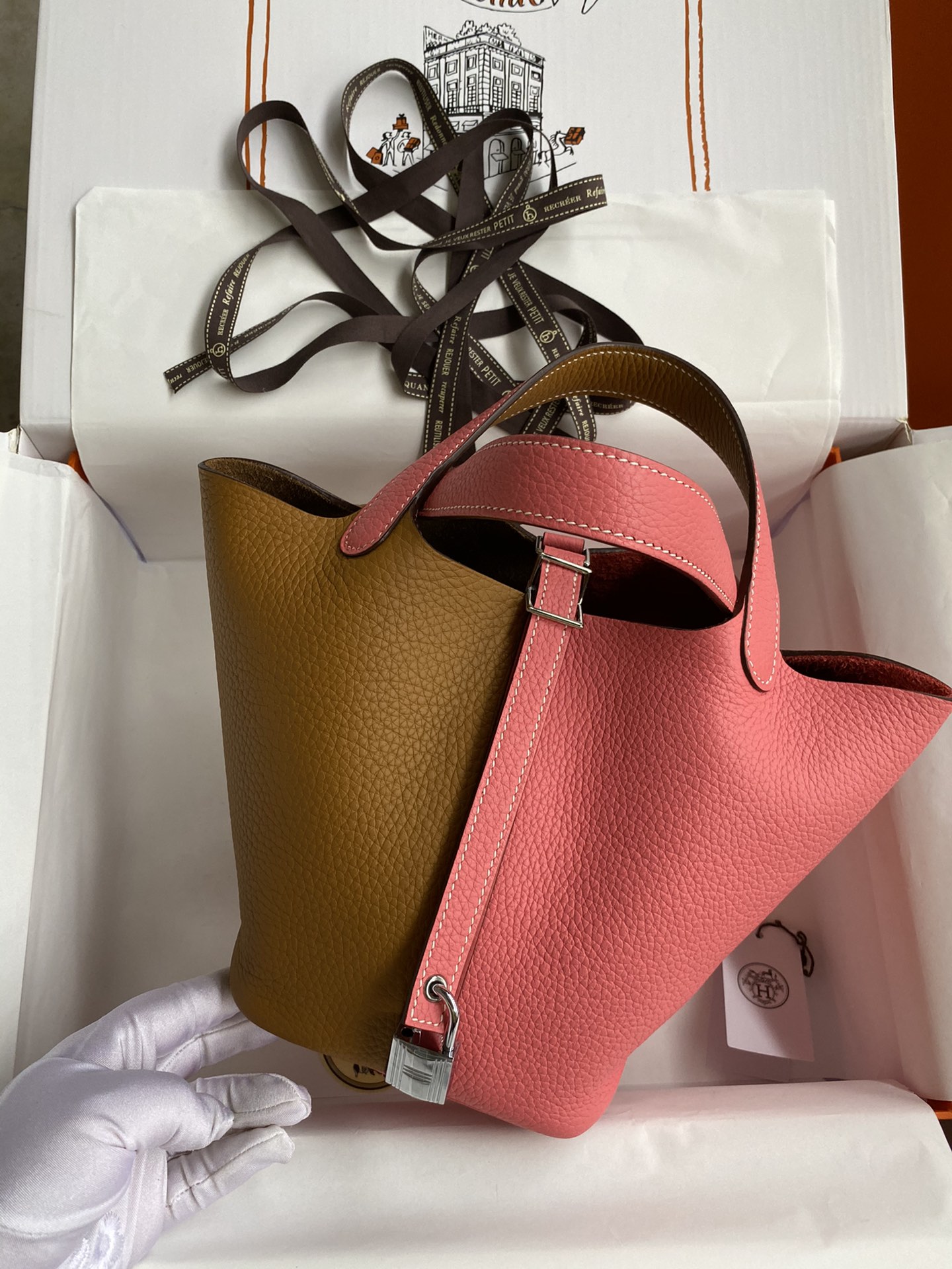 Hermes Picotin Lock 18 Bag In Pink/Brown Clemence Leather